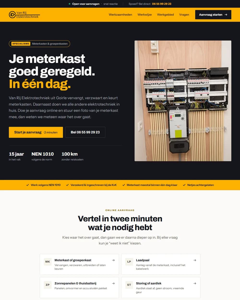 De website van Van Rij Elektrotechniek